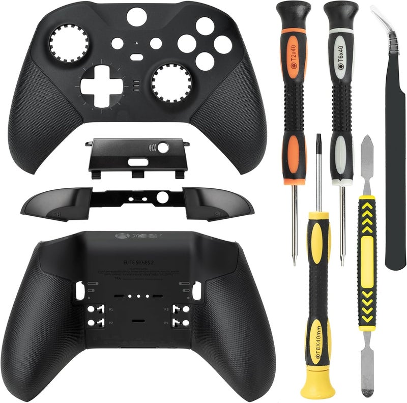 Sedicoca Housing Shell Faceplate Front Back Case Top Cover Bottom Case LB RB Bumper Trigger Button Middle Baffle for Xbox One Elite Series 2 Elite Series 2 Core Controller Replacement Parts(Black - Image 1